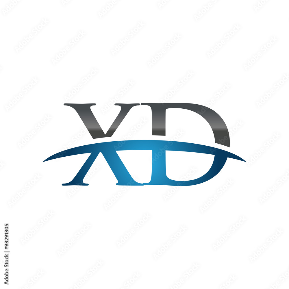 XD initial company swoosh logo blue XD initial company swoosh logo blue