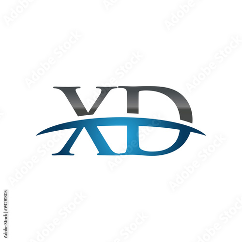 XD initial company swoosh logo blue