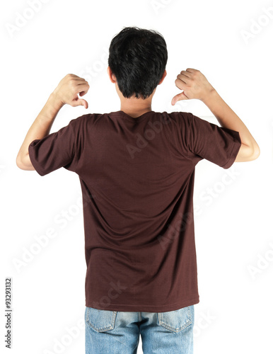 brown t shirt on man template on white background