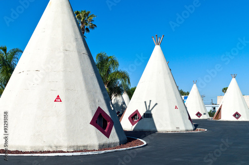 U.S.A. California, Rialto, an unusual hotel on the Route 66