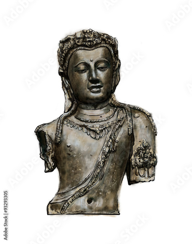 Digital paint  bust of Bodhisattva Avalokiteshvara