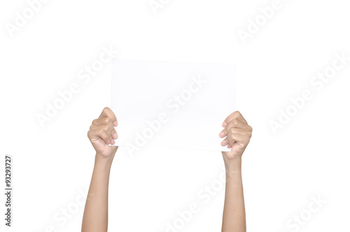 woman with blank paper