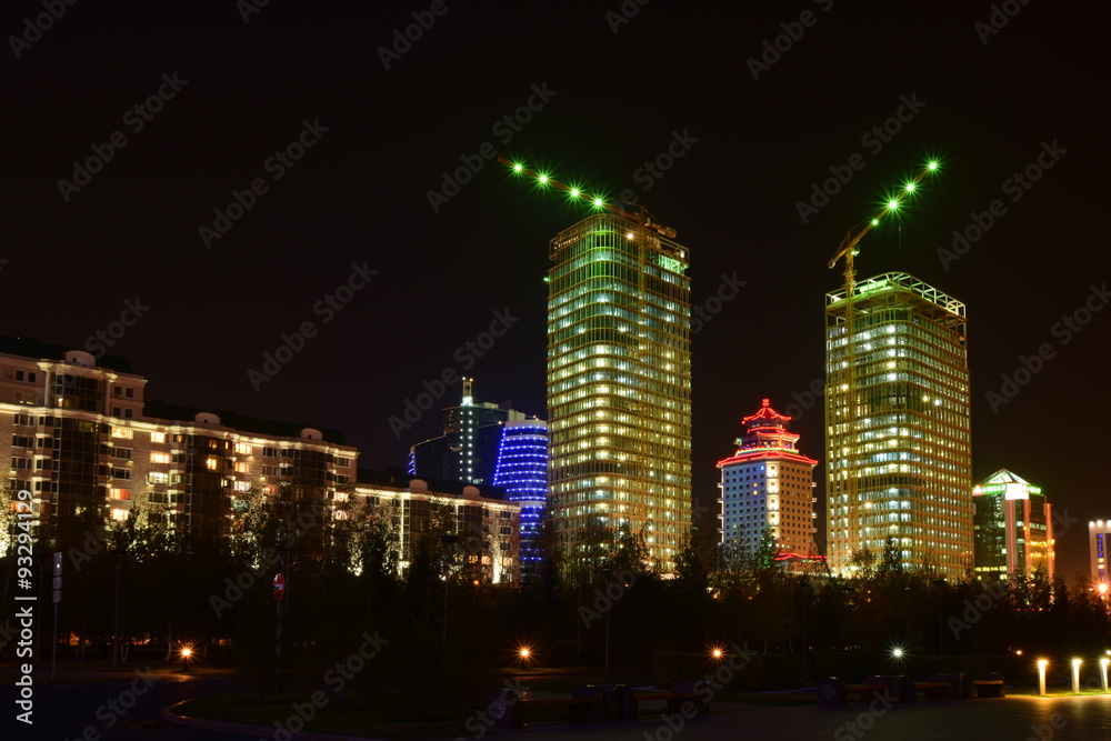 Night view in Astana, capital of Kazakstan Night view in Astana, capital of Kazakstan
