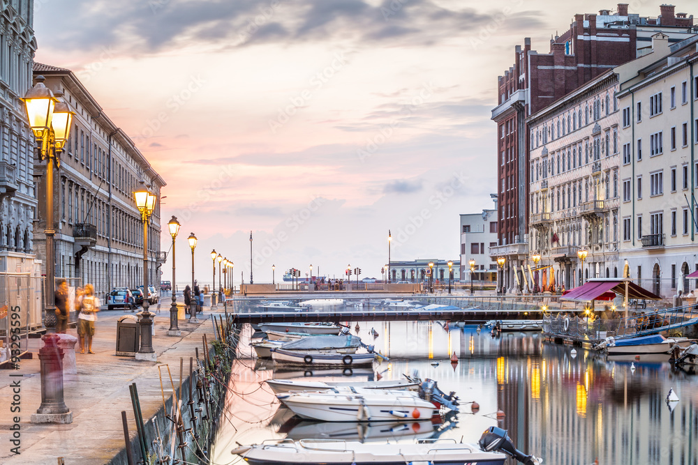 Canal grande in Trieste city center, Italy