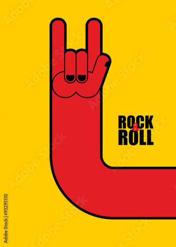 Hand rock and roll sign. Poster for  rock festival.