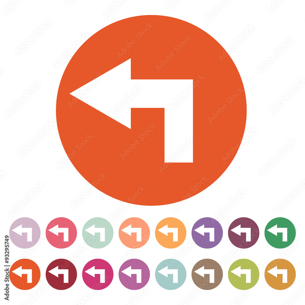 The left icon. Direction and arrow, navigation symbol. Flat The left icon. Direction and arrow, navigation symbol. Flat