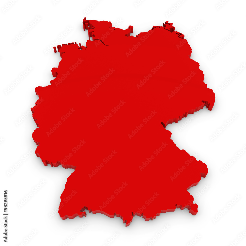 Red 3D Outline of Germany Isolated on White Red 3D Outline of Germany Isolated on White