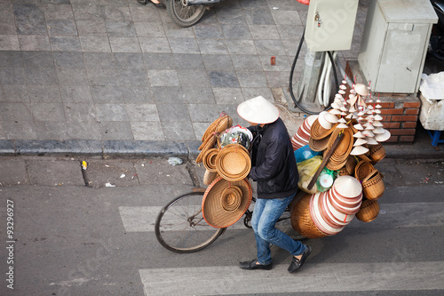 Hanoi, Vietnam, December 8, 2014: Life in Vietnam- Hanoi,Vietnam Street vendors in Hanoi's Old Quarter( Pho Co Hanoi)