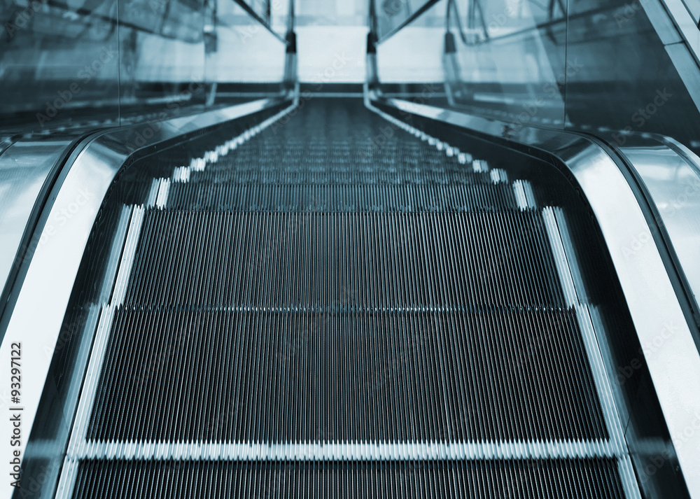 Fototapeta premium View of escalator inside office or business center