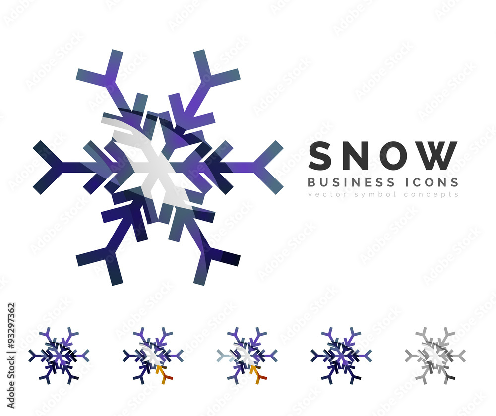 Set of abstract colorful snowflake logo icons, winter concepts Set of abstract colorful snowflake logo icons, winter concepts