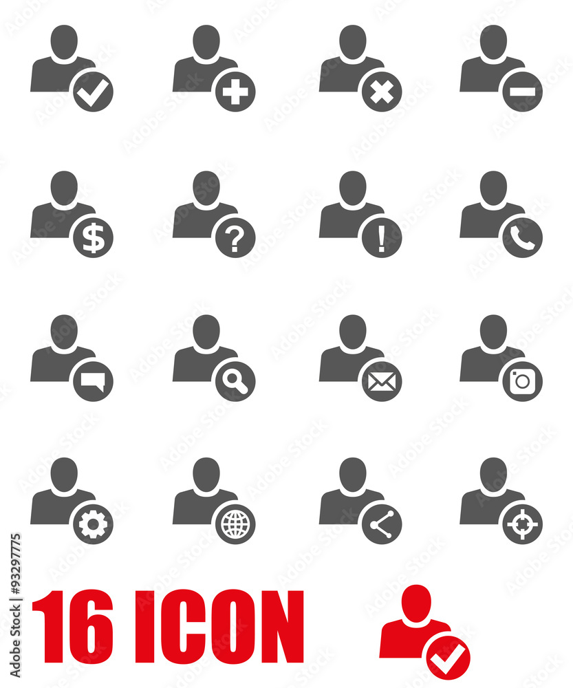 Fototapeta premium Vector grey people search icon set