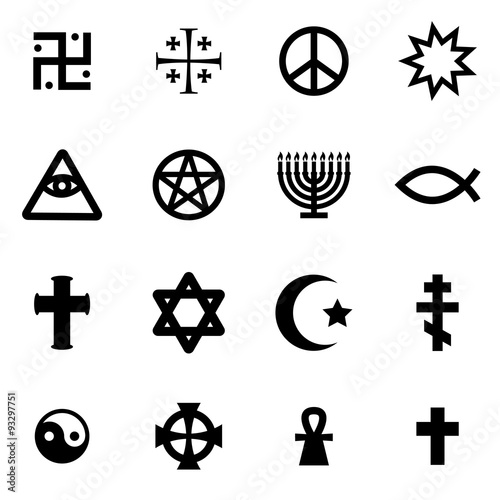 Vector black religious symbols set