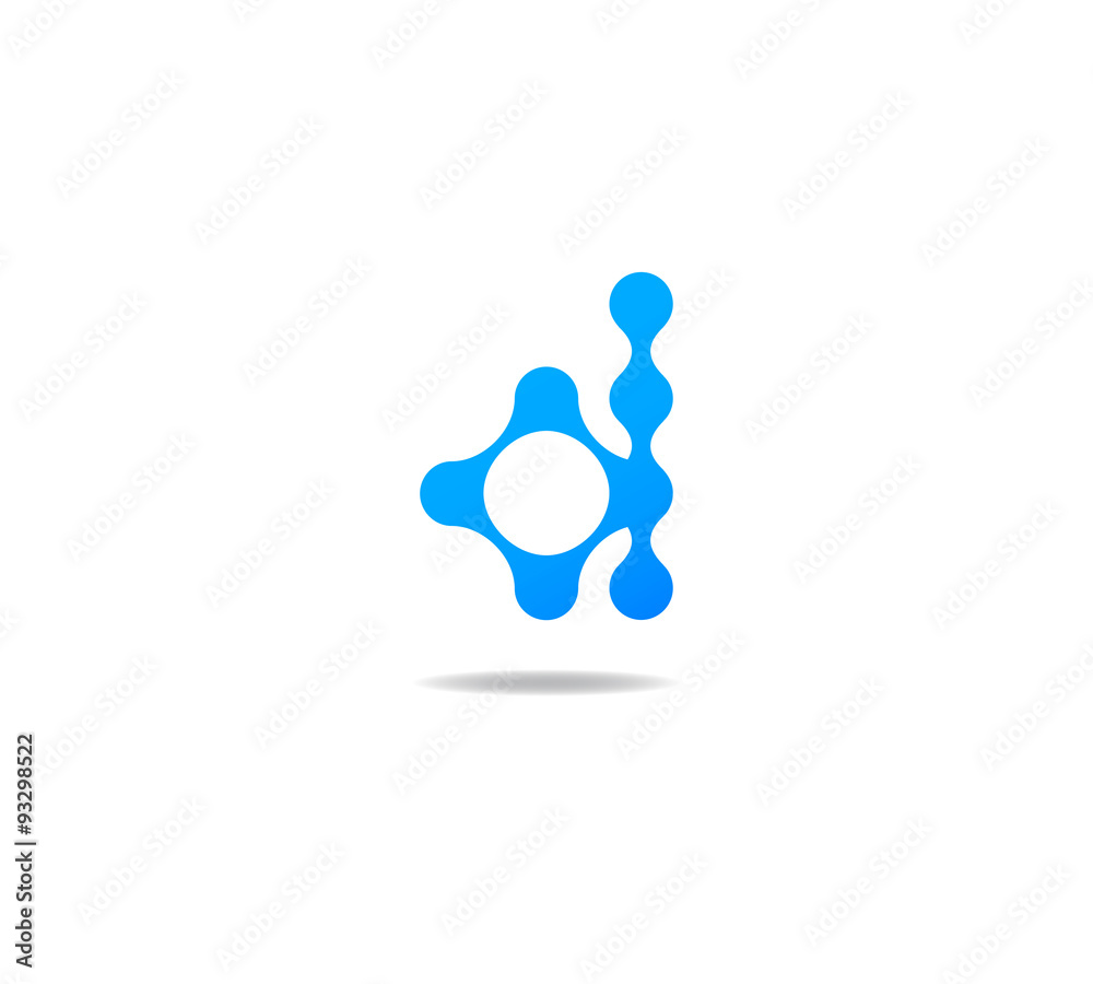 blue molecule logo initial letter d