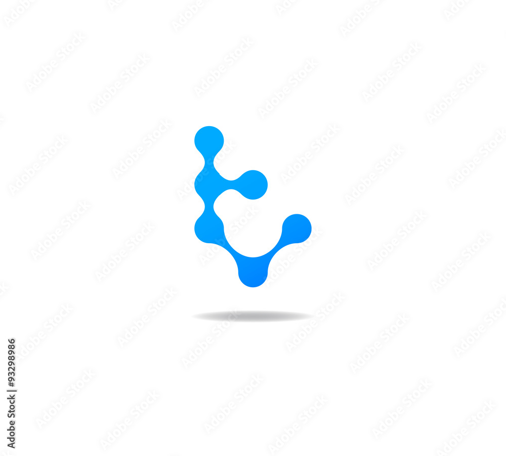 blue molecule logo initial letter t blue molecule logo initial letter t