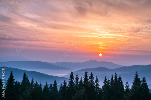A magic sunrise in the Carpathian mountains © nataliiaGL