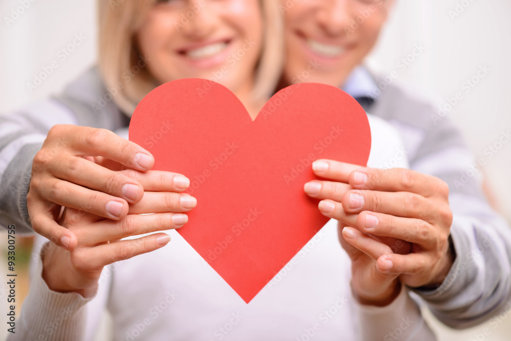 Agreeable couple celebrating St Valentine day Agreeable couple celebrating St Valentine day