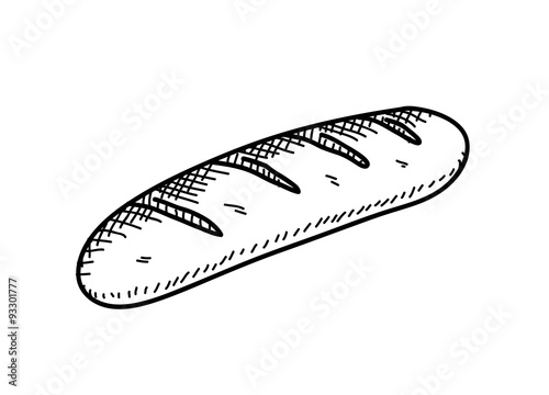 Baguette Doodle, a hand drawn vector doodle illustration of a Baguette bread.
