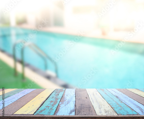 Wood Table Top Background And Pool