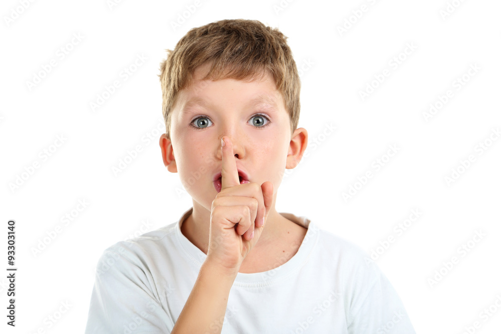 Portrait of happy little boy on white background Portrait of happy little boy on white background