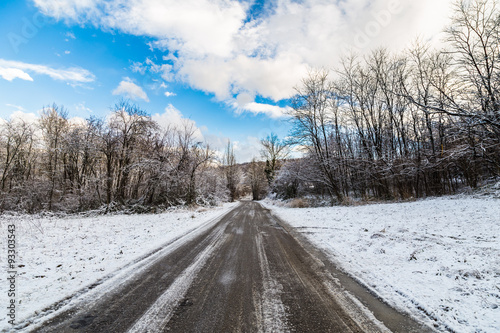 snowy road in the italian countryside © zakaz86