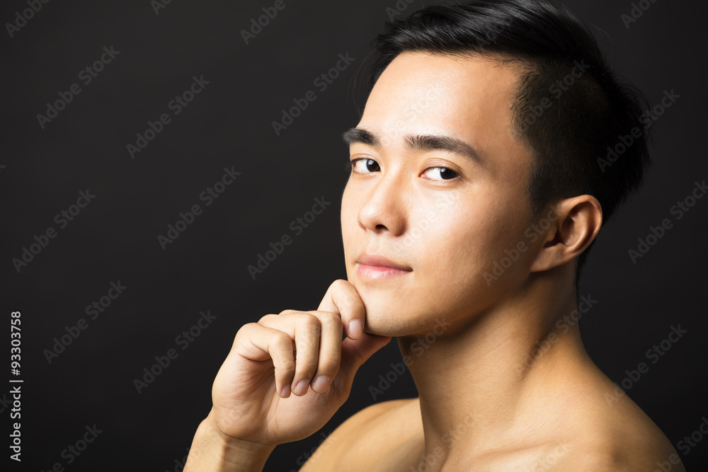 Closeup portrait of attractive young man face Closeup portrait of attractive young man face