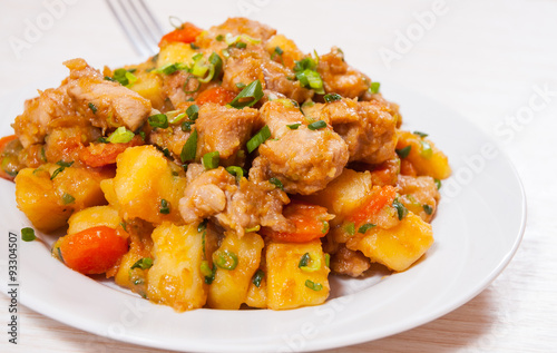 stewed meat with potatoes, onion and carrot © pavel siamionov