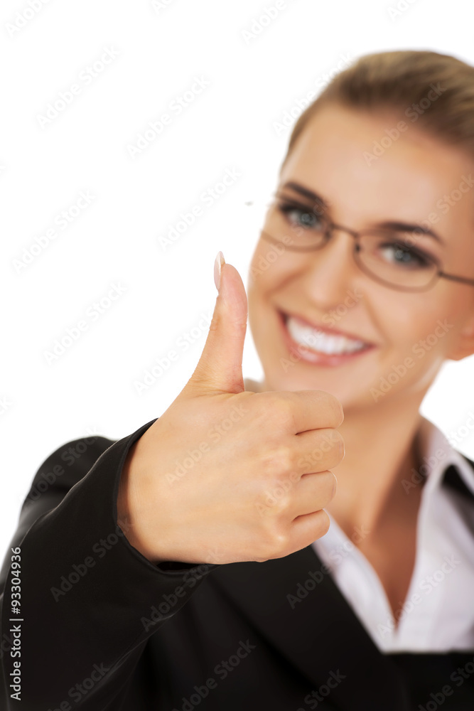 Happy smiling business woman with ok hand sign Happy smiling business woman with ok hand sign