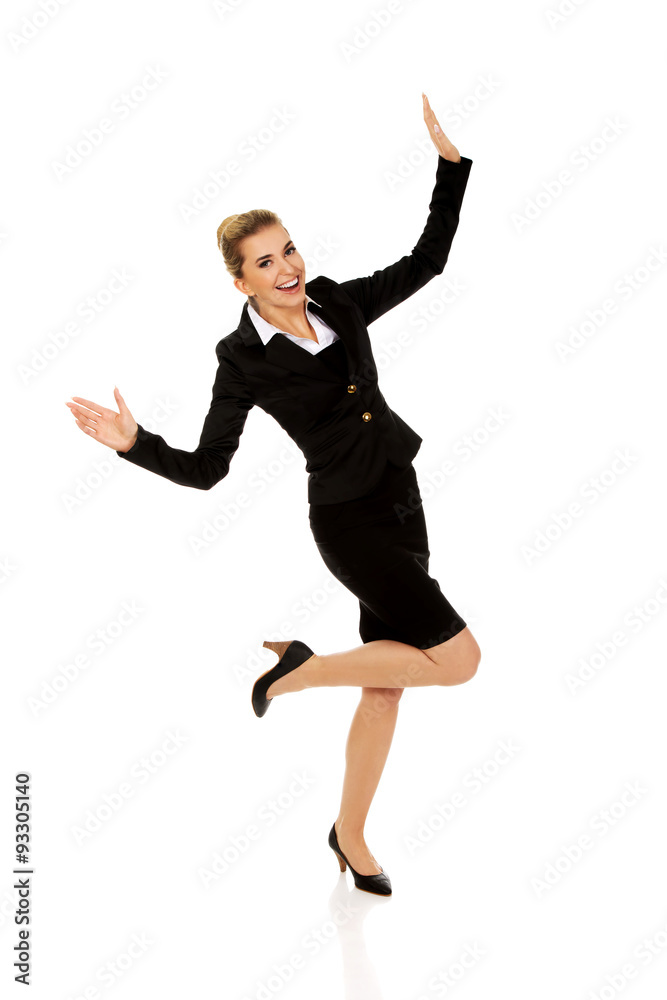 Young happy jumping businesswoman Young happy jumping businesswoman