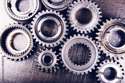 gears on metal background photo