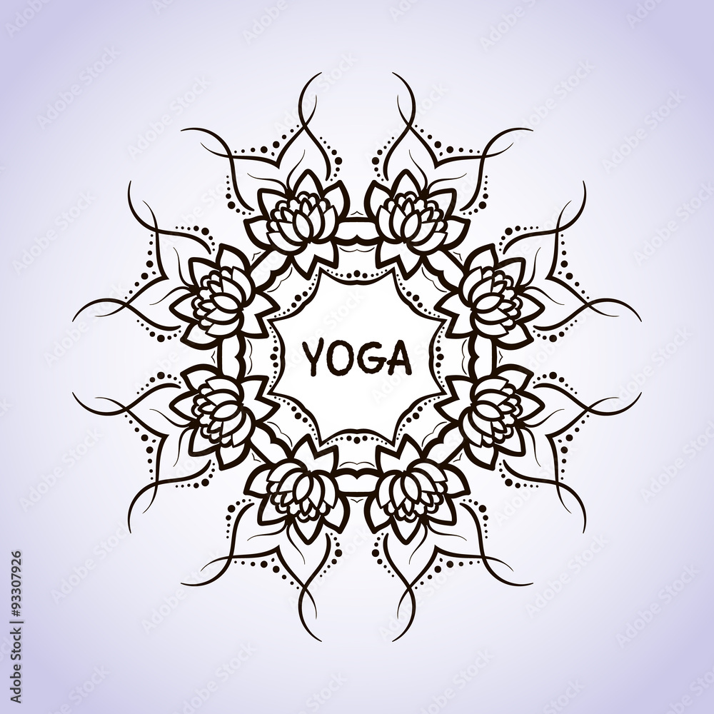 Fototapeta premium Lotus flower circular pattern line on isolated background. Logo