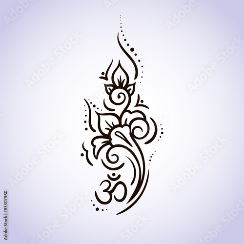 Lotus flower pattern line on isolated background. Logo for Yoga