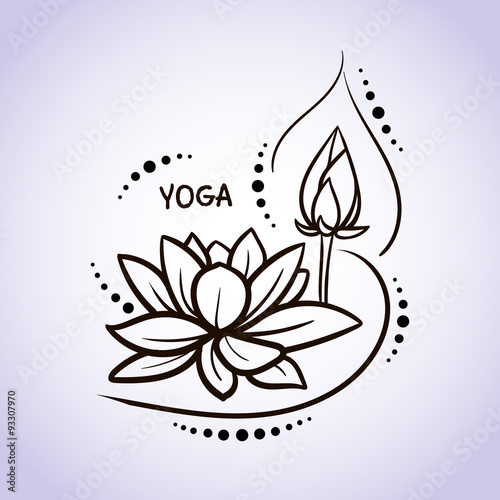Lotus flower pattern line on isolated background. Logo for Yoga