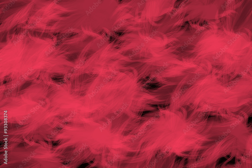 Background of red feathers on black background