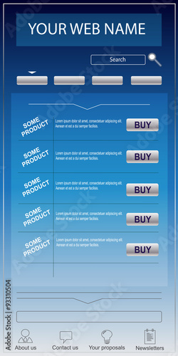 Modern e-shop and website template silver and blue