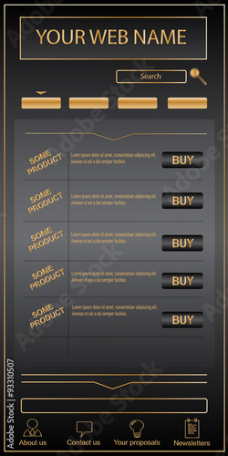 Modern e-shop and website template black and gold luxury