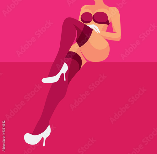 Sexy woman sitting with legs crossed
