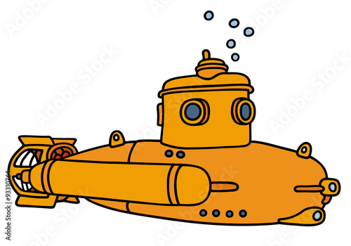 Yellow small submarine / Hand drawing, not a real type