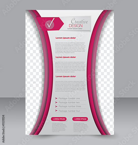 Flyer template. Business brochure. Editable A4 poster for design, education, presentation, website, magazine cover. Red color.