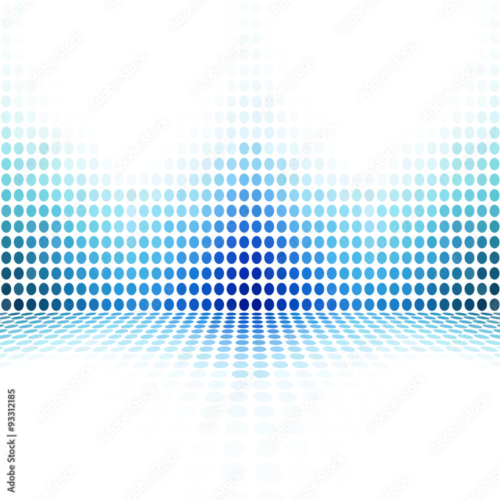 Fototapeta premium Blue Dot Empty Perspective Digital Space Wall Room