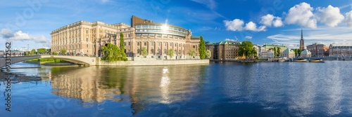 Panoramic view of the Parliament House in Stockholm, Sweden photo