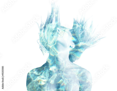  double exposure with water sparks photo