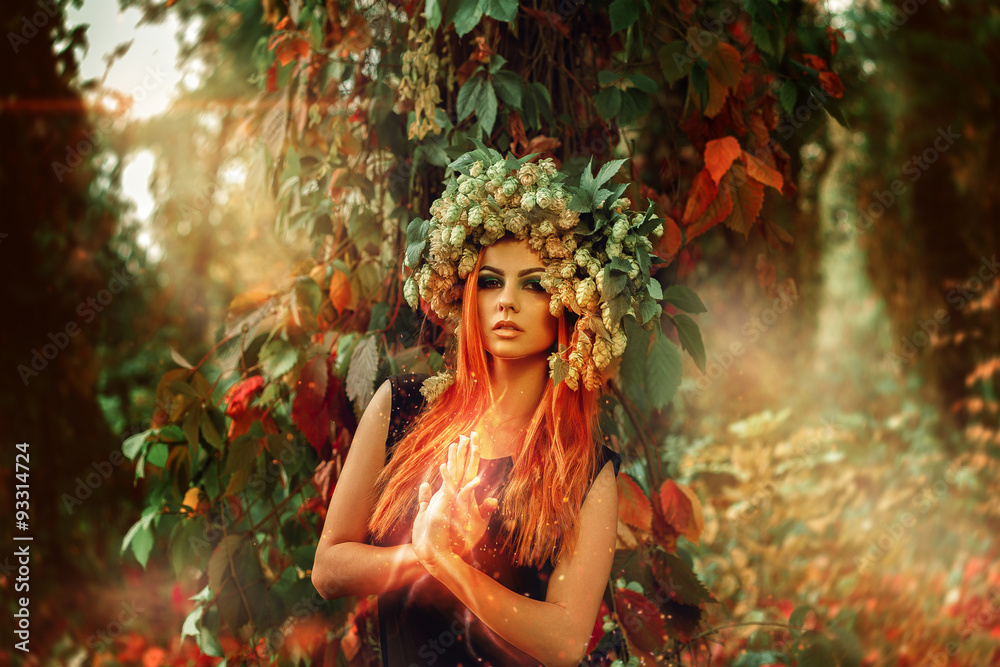 horizontal picture of amazing young witch conjures in the woods horizontal picture of amazing young witch conjures in the woods
