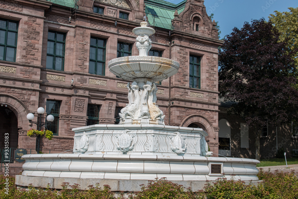 Fulford Fountain in front of The Former Brockville (Thomas Fuller) Post Office Building Ontario Canada