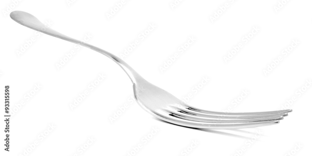 Fork, sharp shiny stainless steel cutlery isolated on white Fork, sharp shiny stainless steel cutlery isolated on white