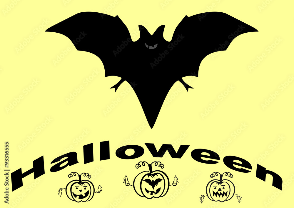 Halloveen bat and pumpkin vector illustration