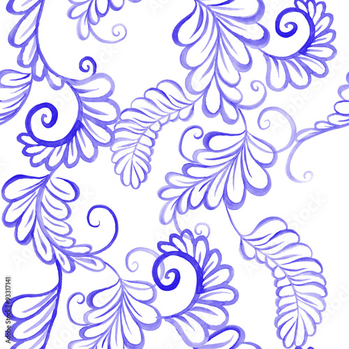 hand drawn watercolor floral seamless pattern