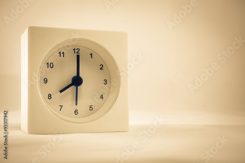 The time is now 8.00 am, vintage style photo