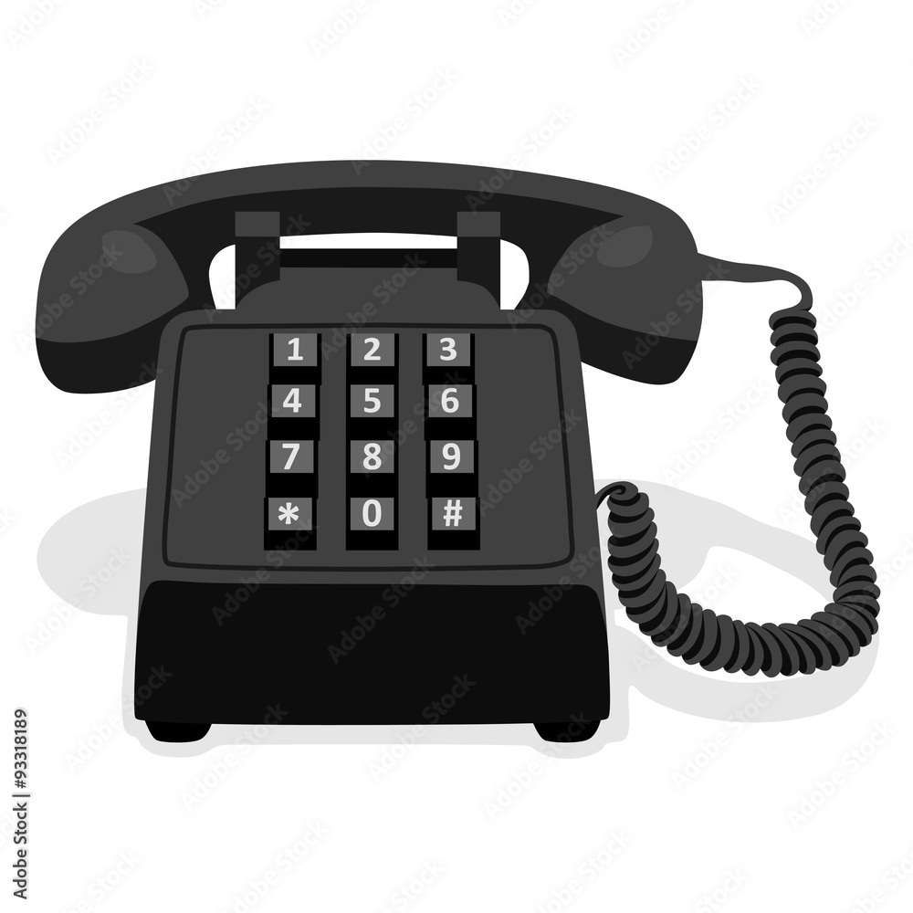 Black Stationary Phone With Button Keypad Black Stationary Phone With Button Keypad