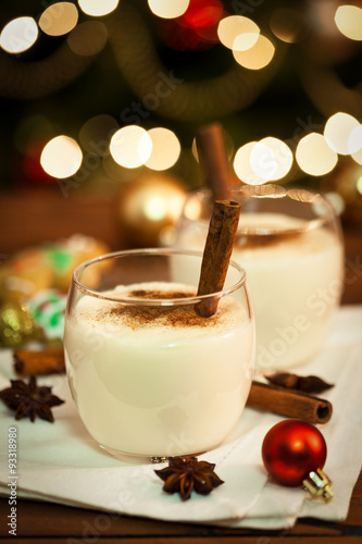 Eggnog with Cinnamon and Nutmeg at Christmas Time