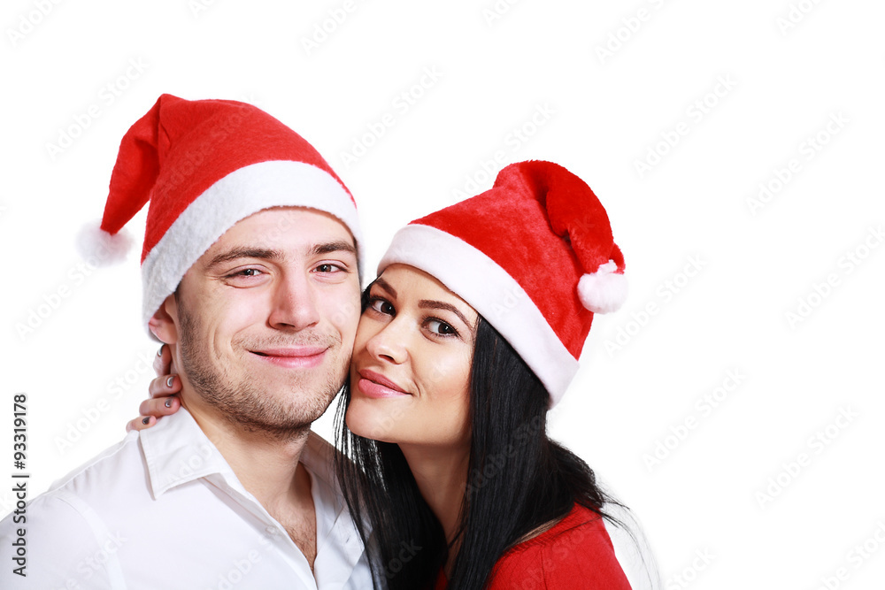 kissing couple in Christmas kissing couple in Christmas